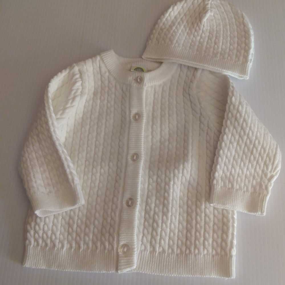 Little Me white sweater with hat